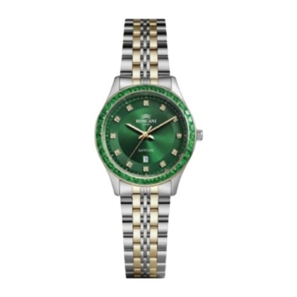 Roscani ROSWE537G7 Date Function 31MM Green Dial  Silver-Gold Stainless Steel Strap Analog Women Watch